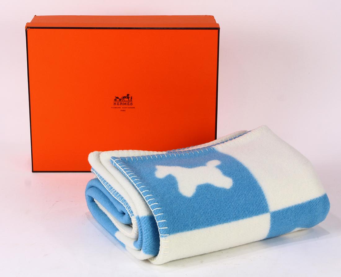 Hermes cashmere and wool throw blanket