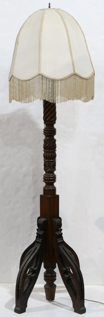 Victorian Gothic Revival floorlamp, having a carved (1 of 3)