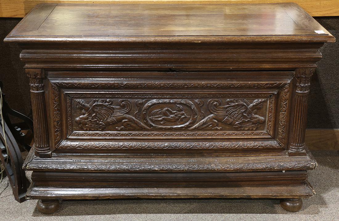 French Gothic oak coffer 18th century, having a hinged (1 of 7)