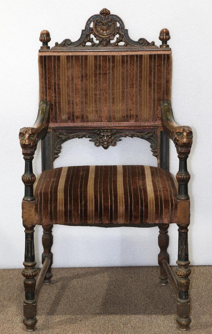 Renaissance style hall chair circa 1890, having a (1 of 5)