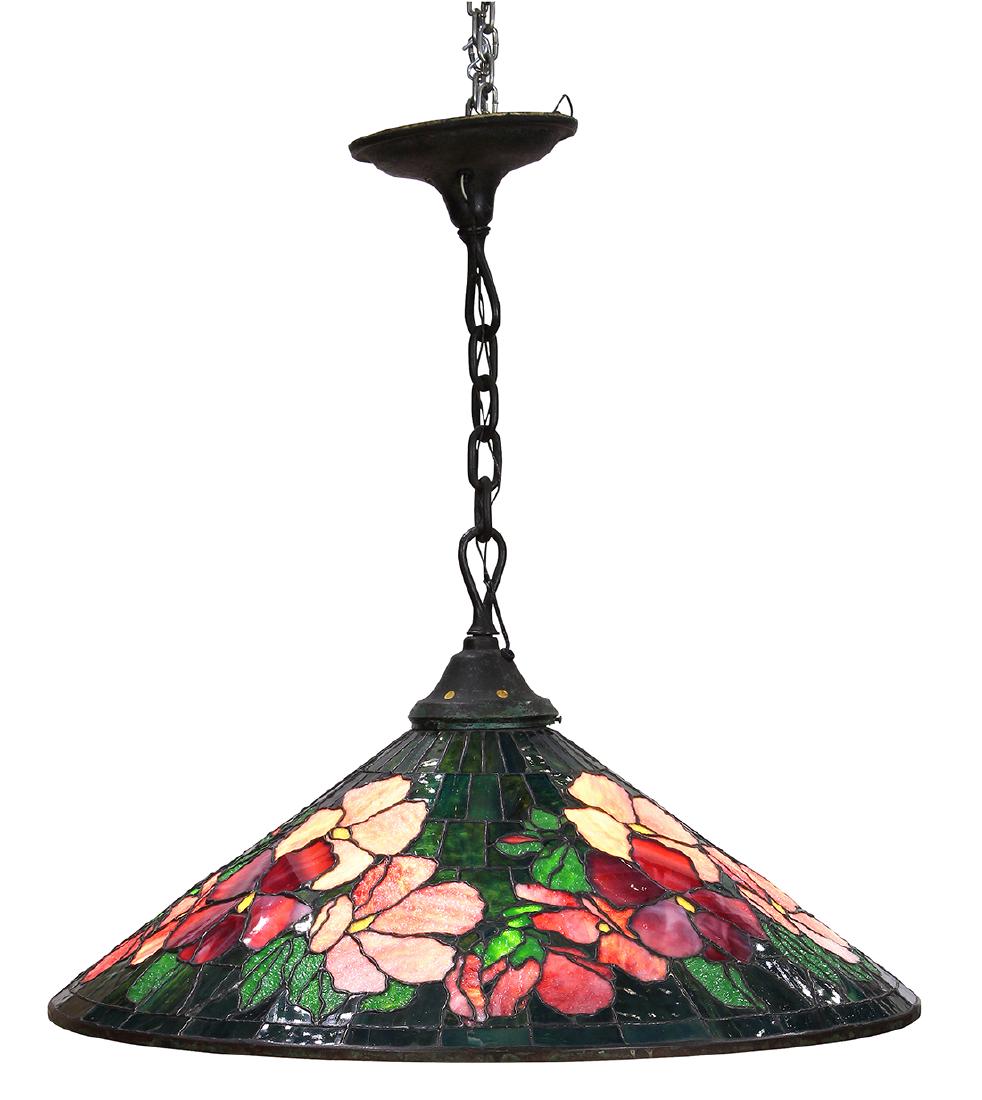 American Arts and Crafts leaded glass hanging fixture (1 of 4)
