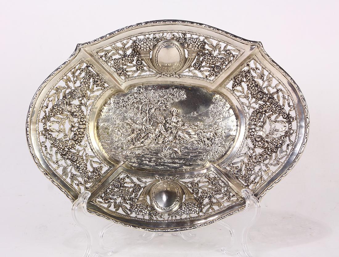 German Renaissance Revival .800 silver reticulated bowl (1 of 4)