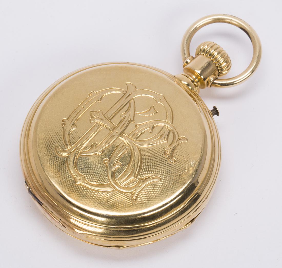 18k yellow gold hunting case pocket watch