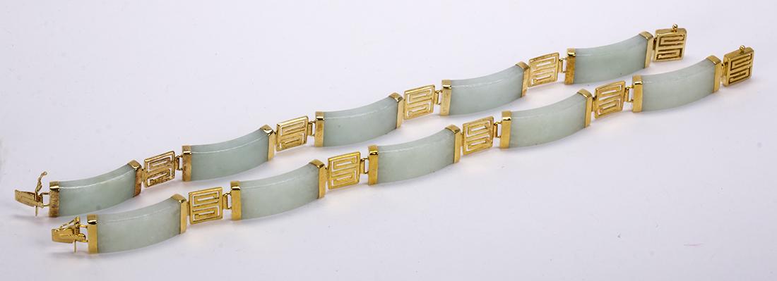 Jadeite and 14k yellow gold bracelets (1 of 2)