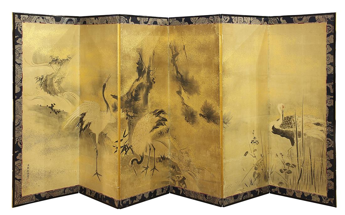 Japanese Six-panel Screen, Kano Tanshin, Edo Period (1 of 6)