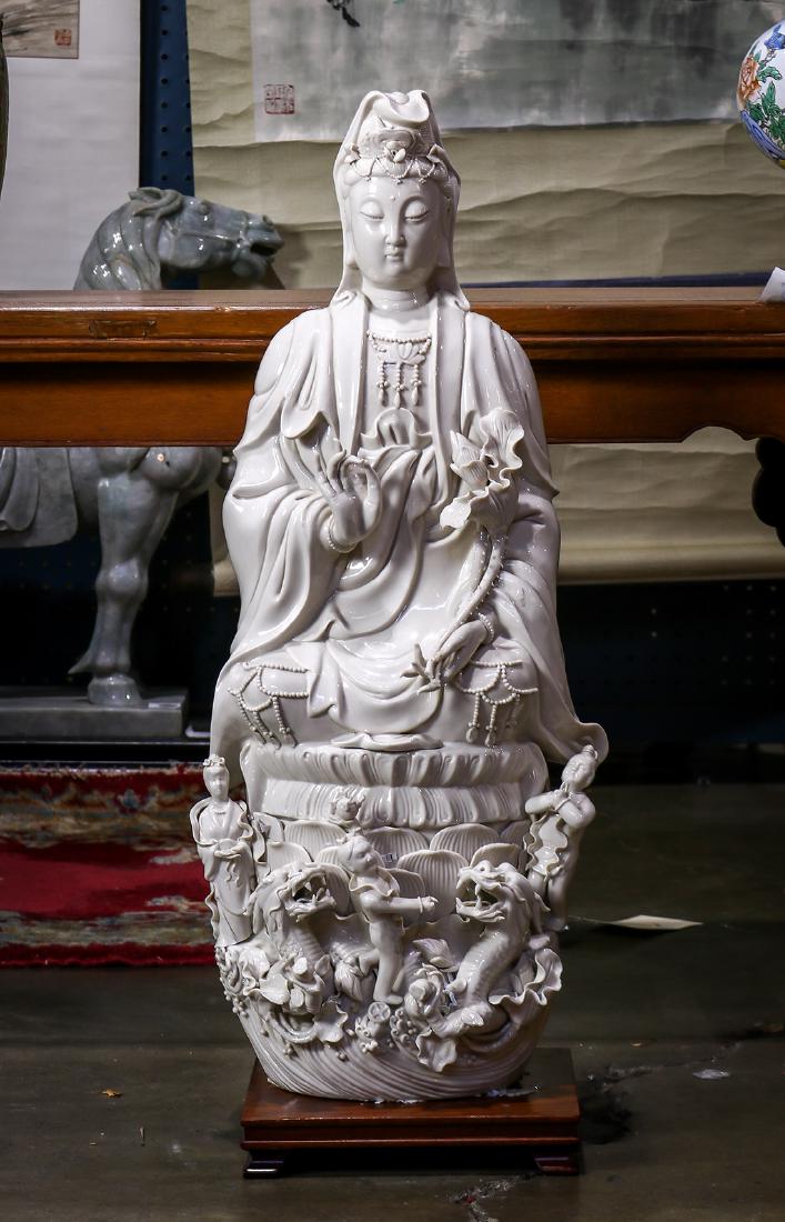 Chinese Large Blanc De Chine Porcelain Guanyin (1 of 4)
