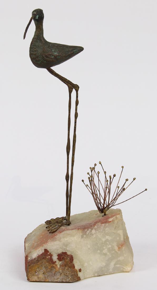 Curtis Jere figural statue: Curtis Jere figural statue, 1969, depicting a stylized Sandpiper rising on an onyx base, signed and dated on base, 12"h