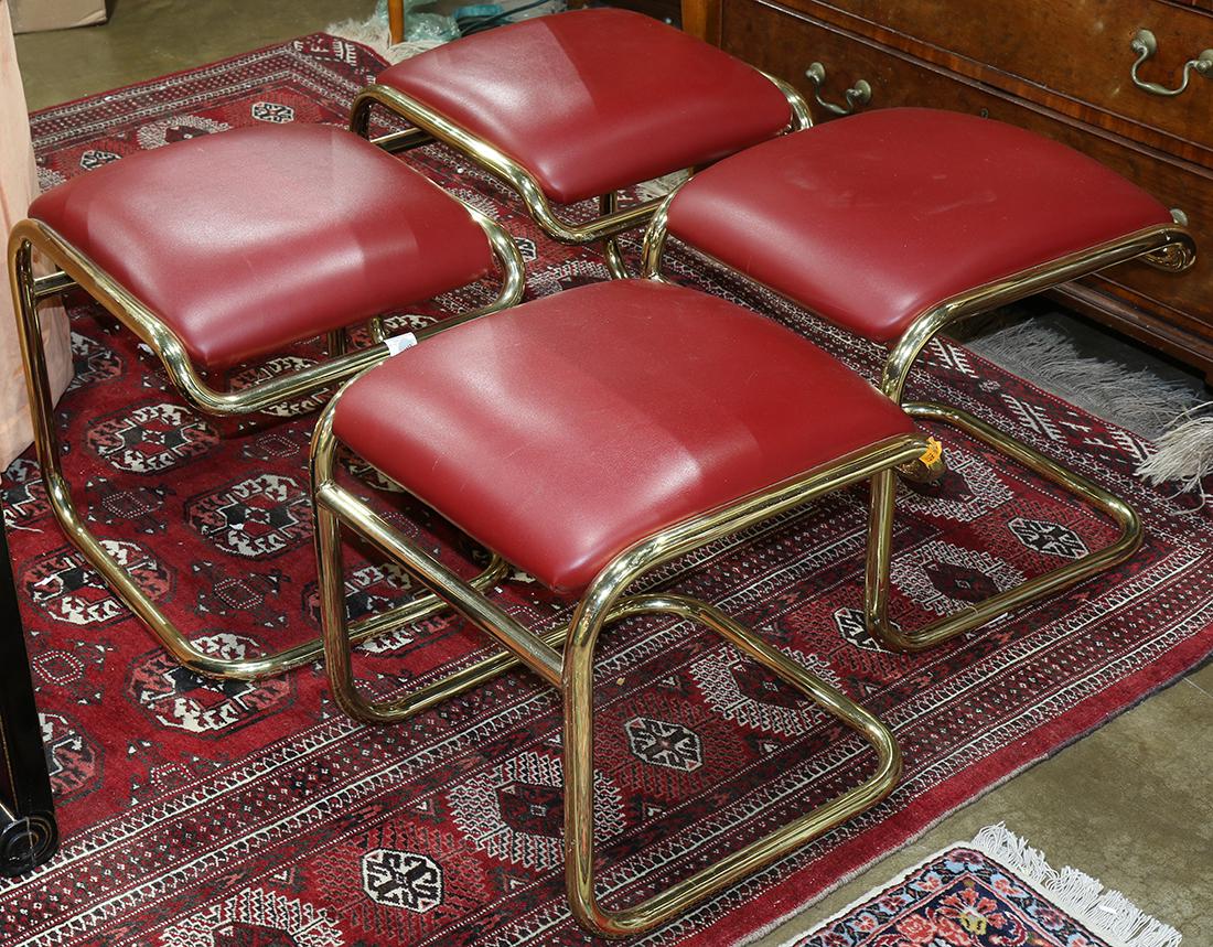 Thonet Industries brass and red leather upholstered (1 of 2)