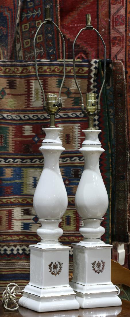 Pair of Continental partial gilt porcelain table lamps (1 of 1)