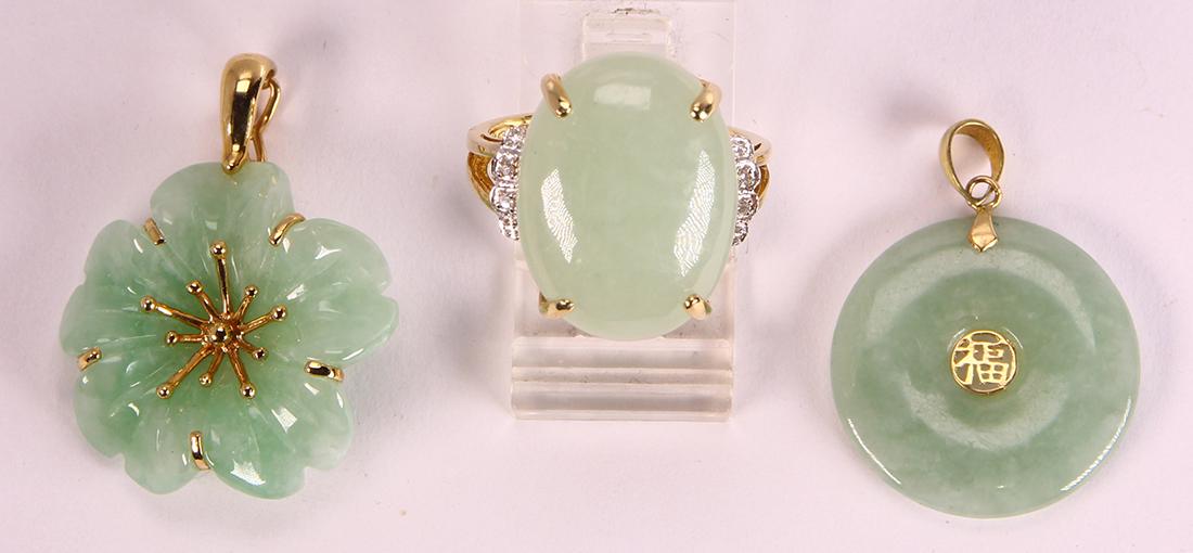 (Lot of 3) Jadeite and 14k yellow gold jewelry (1 of 3)