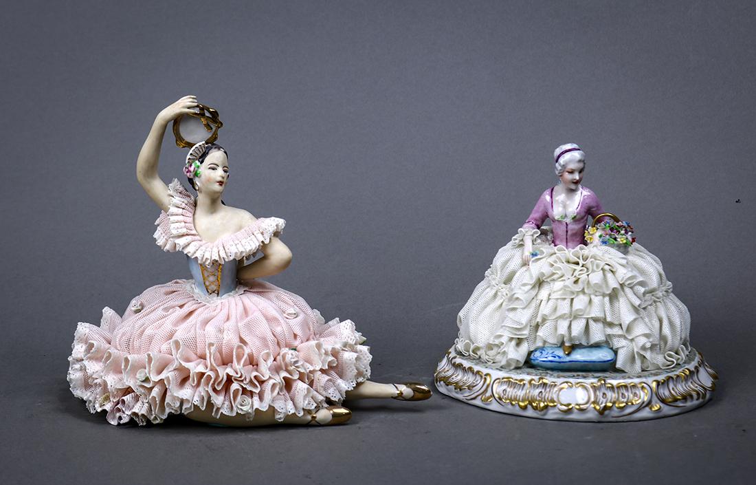 Dresden style porcelain figural sculptures (1 of 4)