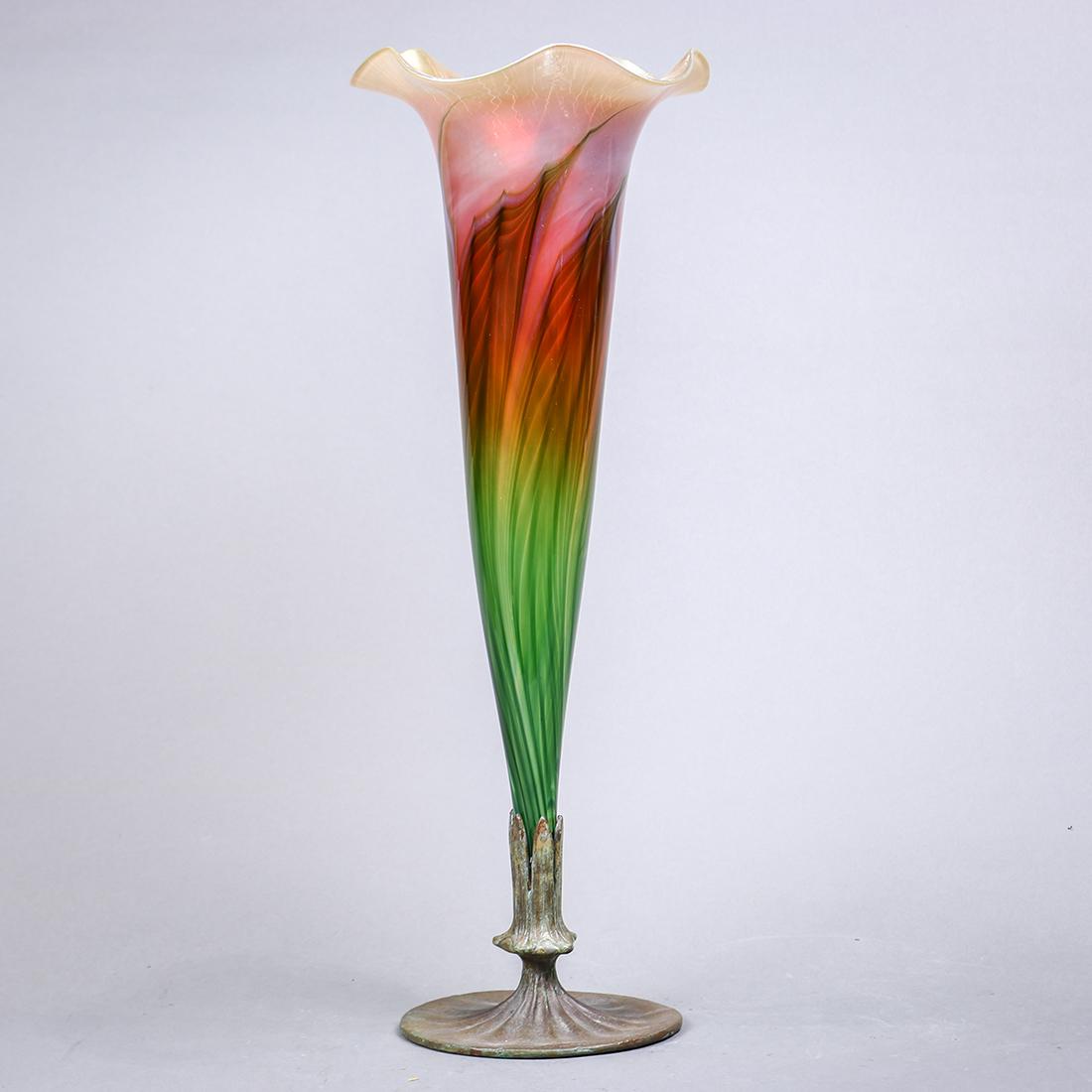 Large Lundberg Studios trumpet form art glass vase (1 of 5)