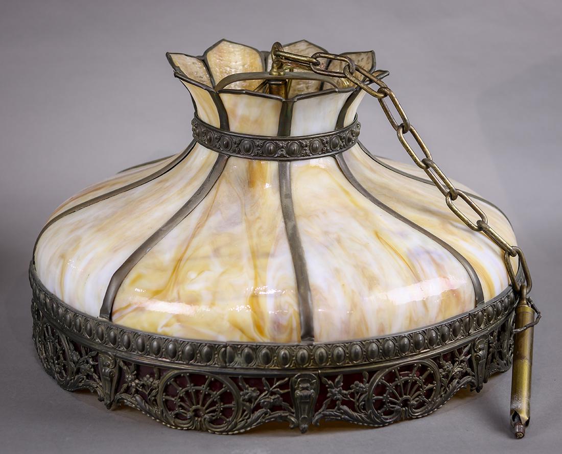 Arts and Crafts slag glass hanging fixture (1 of 3)