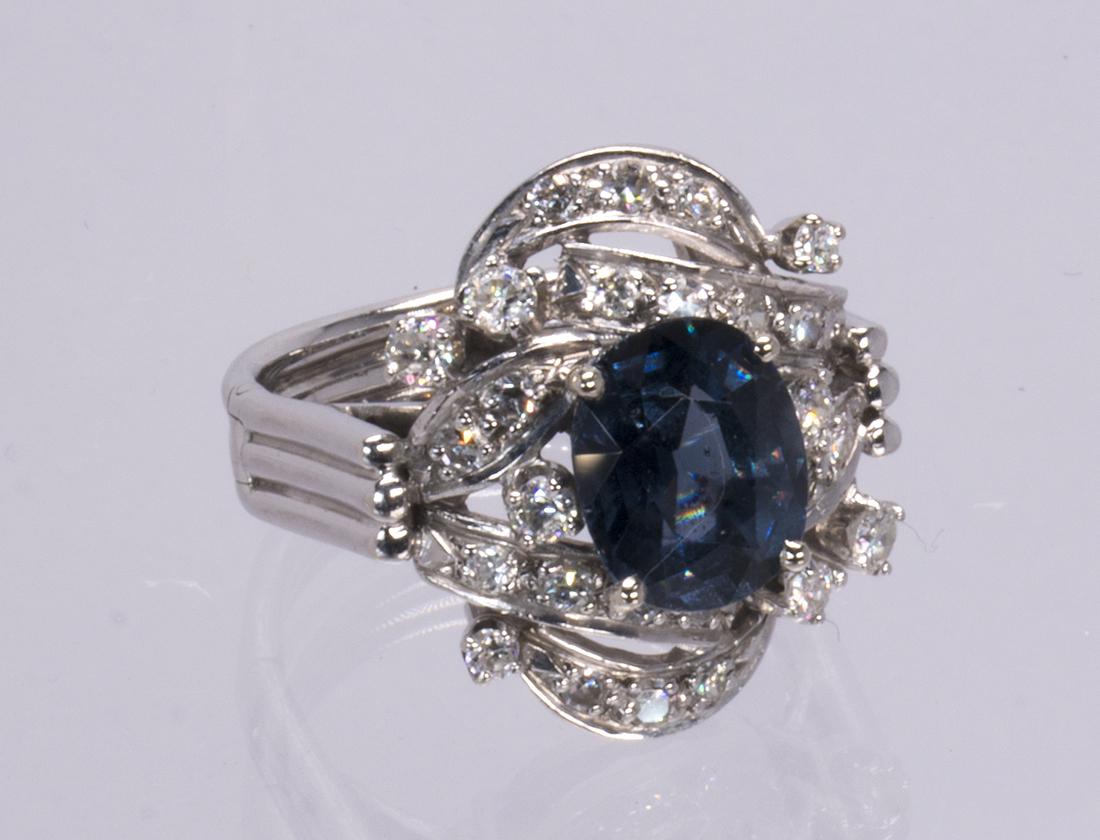 Spinel, diamond and 14k white gold ring (1 of 4)