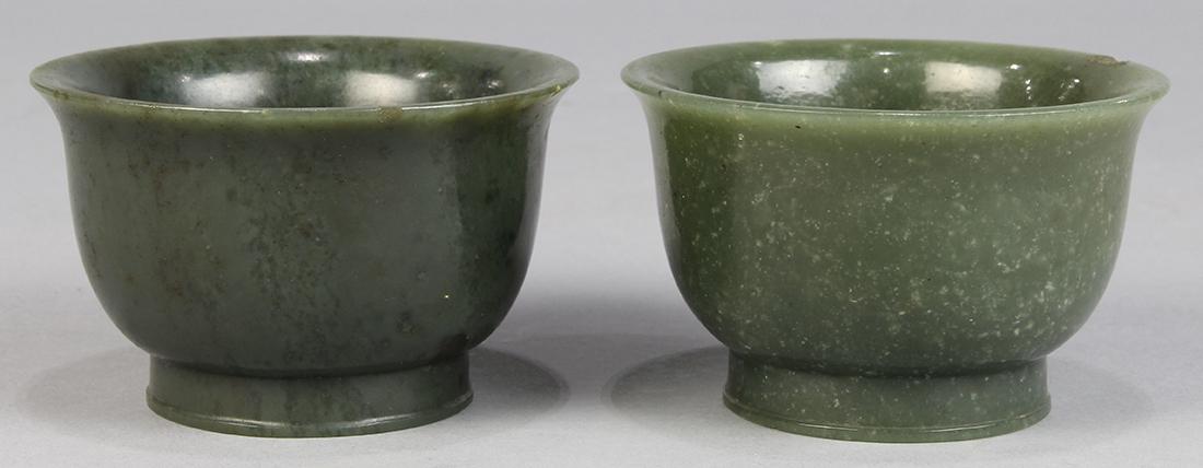 Chinese Spinach Jade Cups, Qianlong Mark (1 of 6)