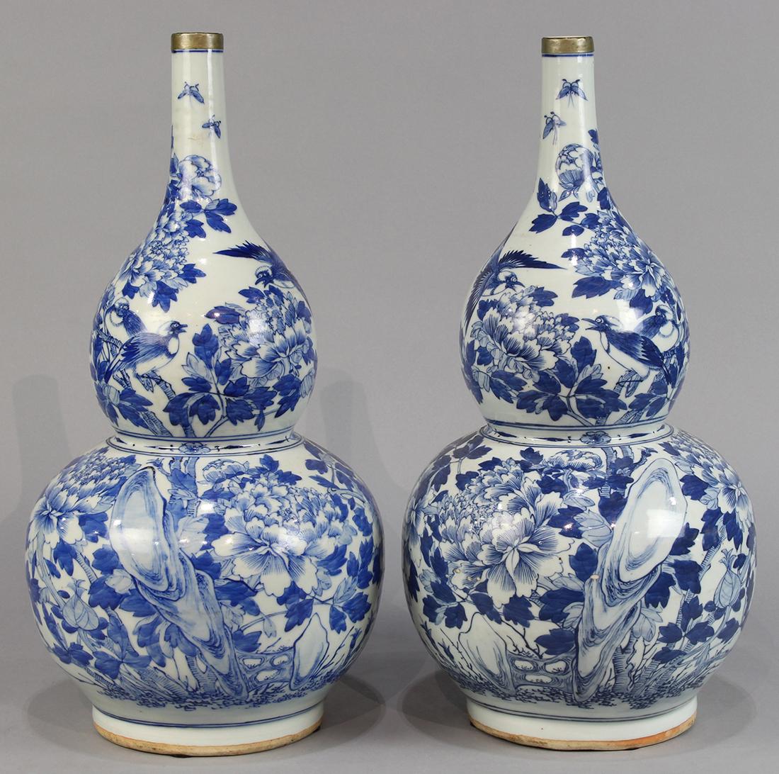 Chinese Blue-and-White Double Gourd Porcelain Vases (1 of 5)