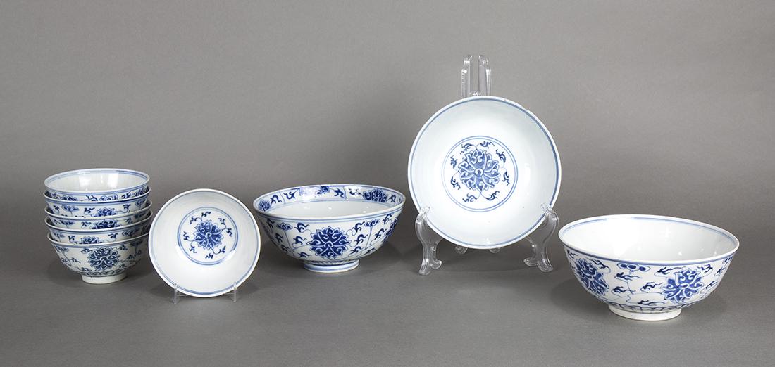 Chinese Blue and White Lotus Bowls/Cups (1 of 11)