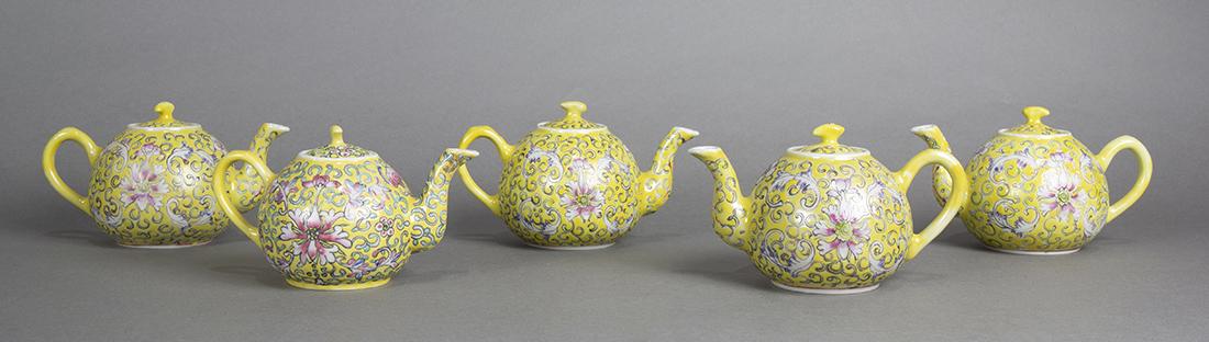 Chinese Yellow Ground Porcelain Teapots, Lotus (1 of 7)