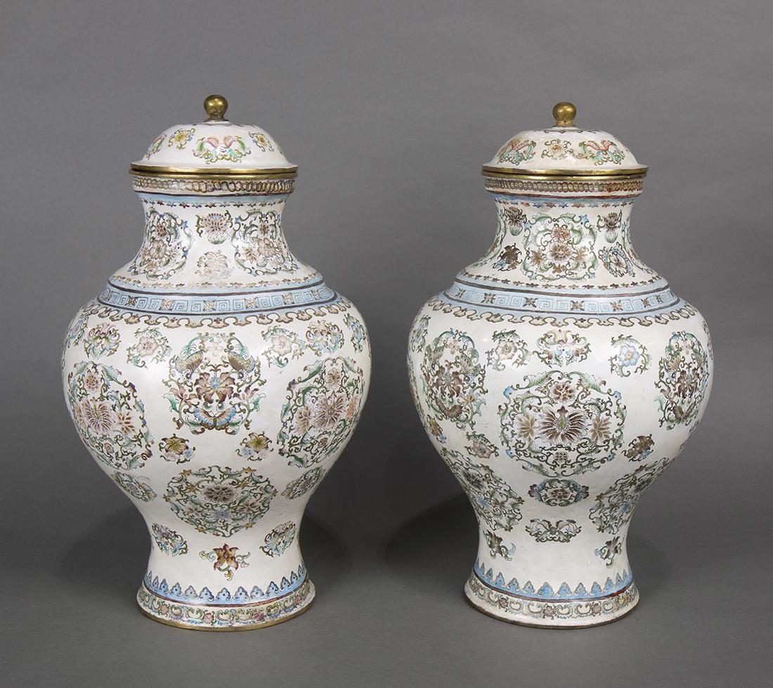 Chinese Painted Enamel Metal Urns (1 of 11)