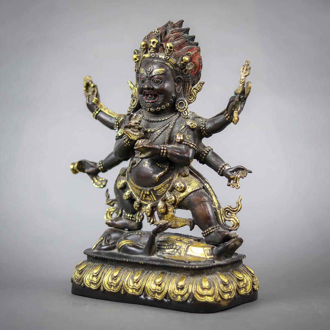 Sino-Tibetan Gilt Bronze Figure, Mahakala (1 of 4)