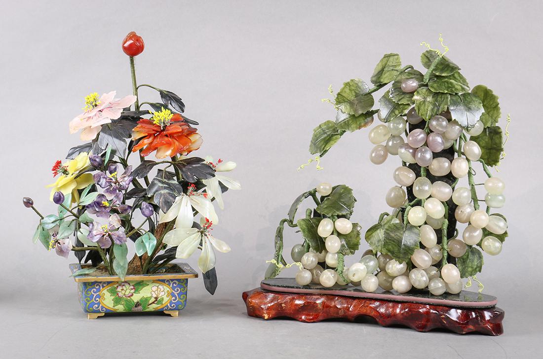 Chinese Hardstone Trees, Grapes and Peonies (1 of 2)