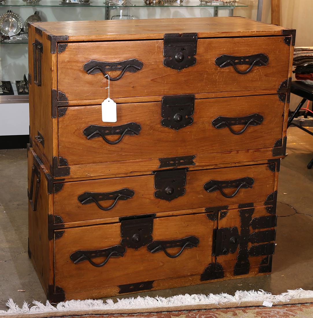 Japanese Two-part Tansu Chest, Meiji (1 of 2)