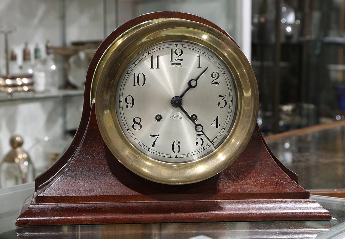 American Chelsea ships clock, the round brass face with (1 of 1)