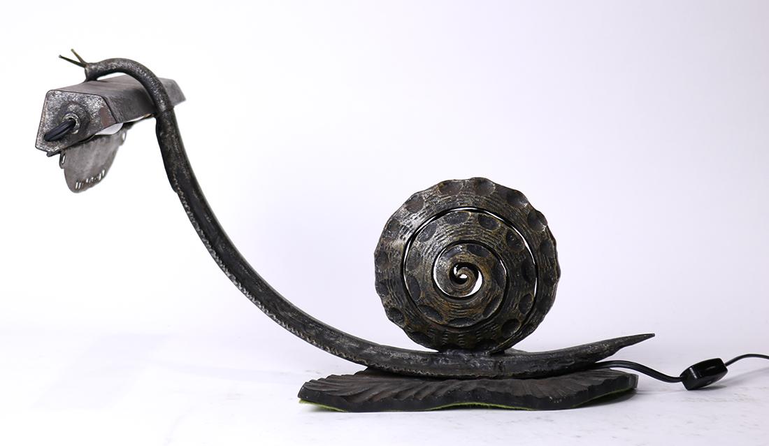 Patinated bronze snail form reading lamp (1 of 4)