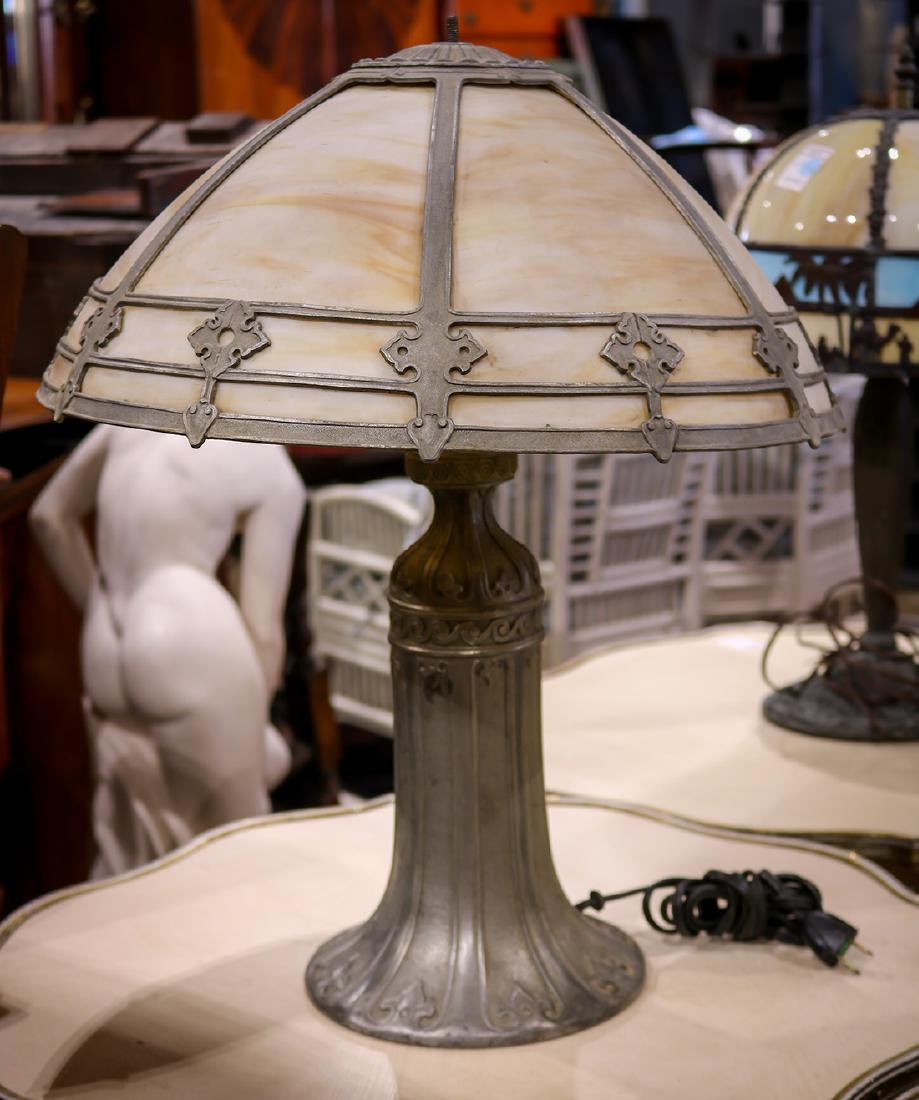 Arts and Crafts metal overlay table lamp (1 of 1)