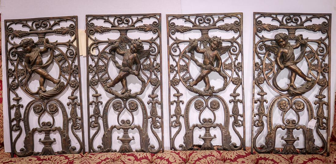 (lot of 4) Classical style gilt bronze panels, each (1 of 1)