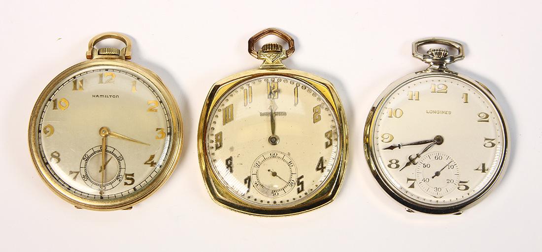 (Lot of 3) Gold-filled open face pocket watches (1 of 2)