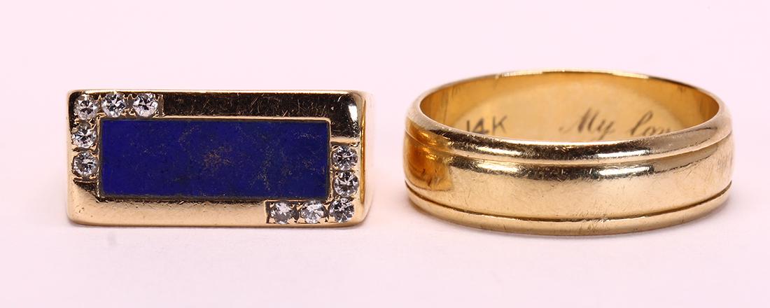 (Lot of 2) Lapis lazuli, diamond and 14k yellow gold (1 of 4)