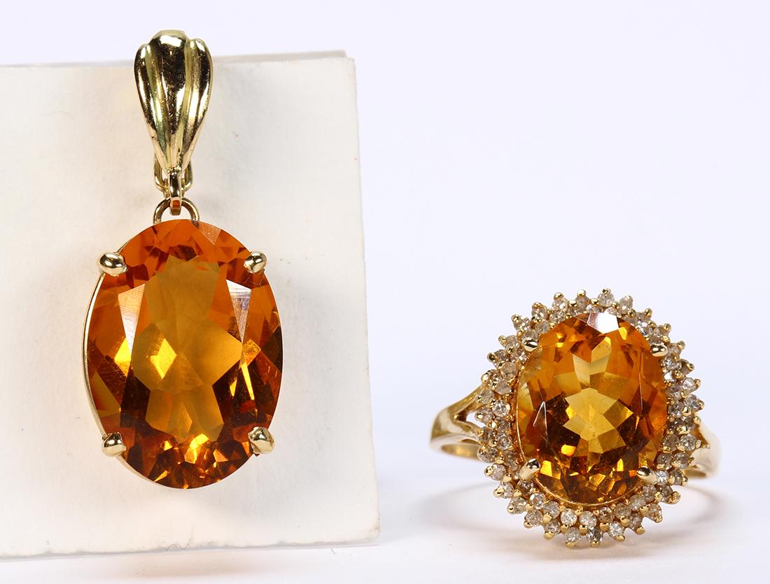 Citrine and 14k yellow gold jewelry suite (1 of 4)