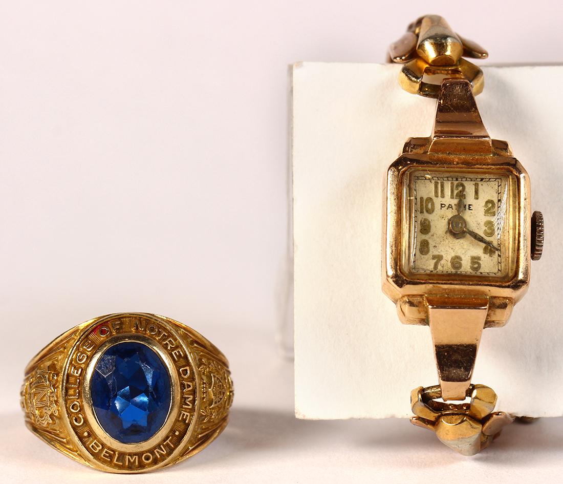 (Lot of 2) Synthetic sapphire, yellow gold wristwatch (1 of 5)