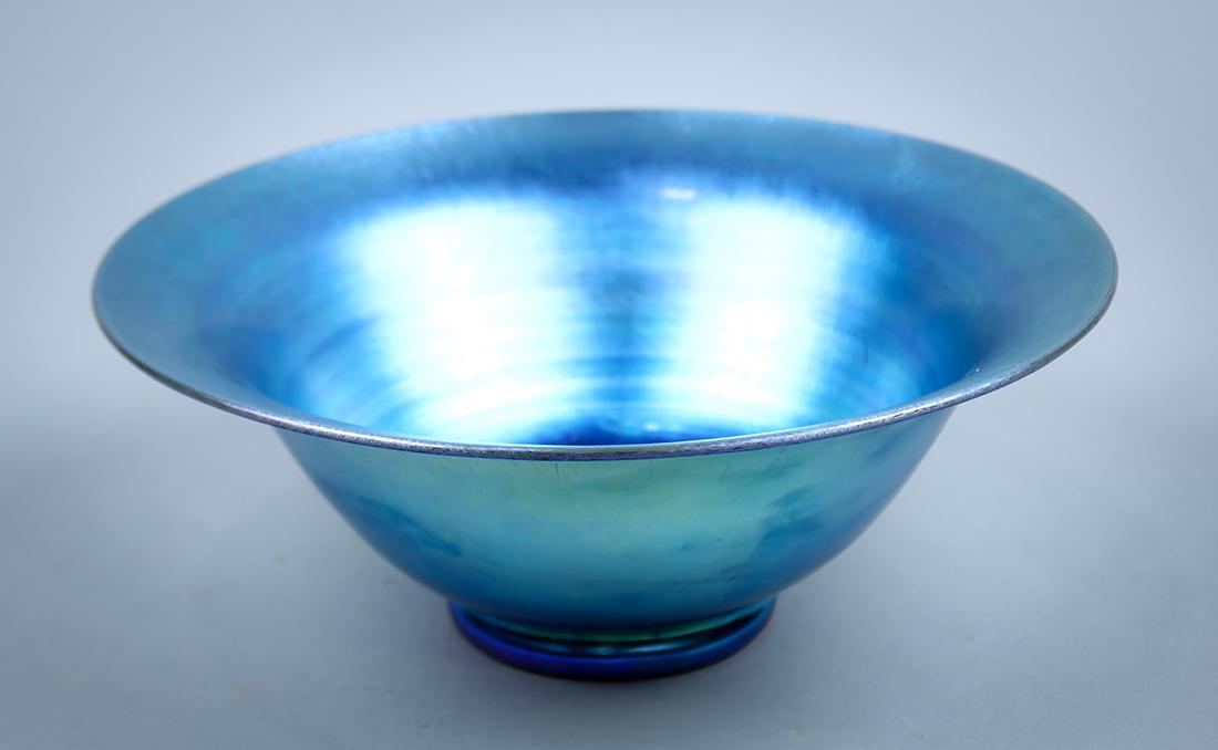 Steuben Blue Aurene footed bowl, early 20th century, (1 of 6)