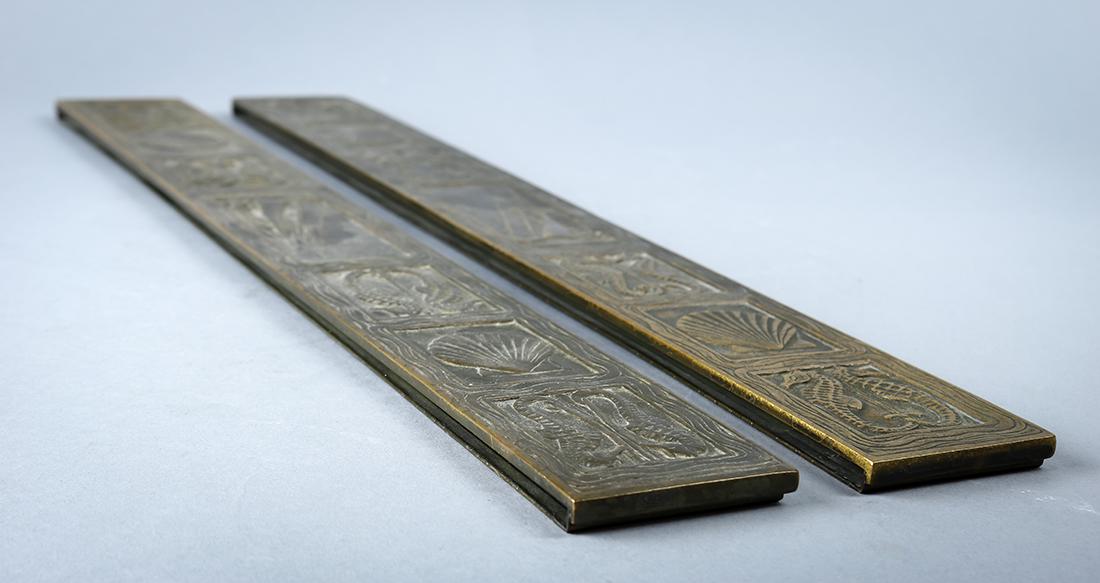Tiffany Studios New York patinated bronze blotter ends (1 of 5)