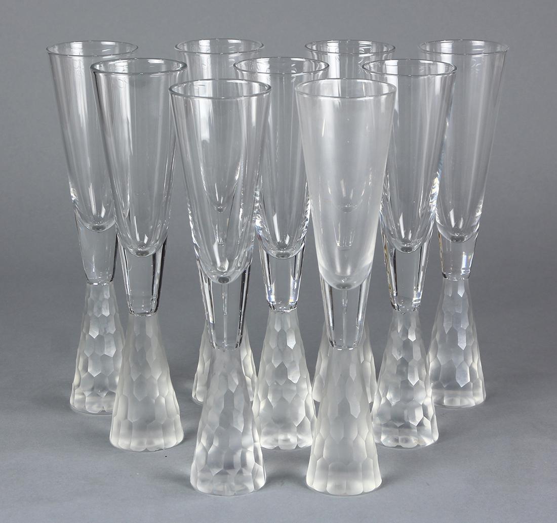 Contemporary crystal champagne flutes