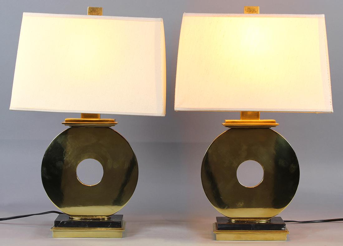 Pair of Robert Abbey brass "O" table lamps (1 of 3)