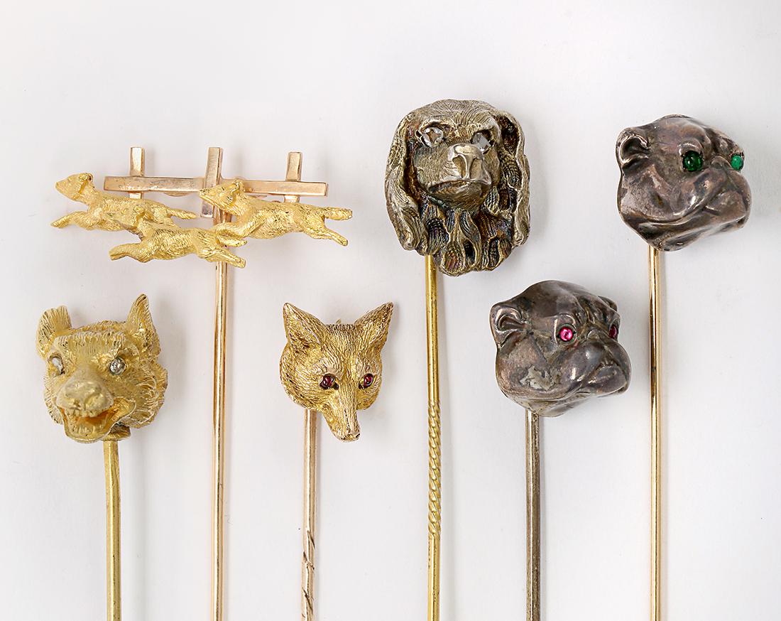 Multi-stone gold and silver stickpins (1 of 2)