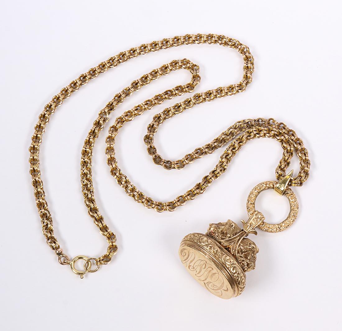 Victorian yellow gold fob pendant-necklace (1 of 6)