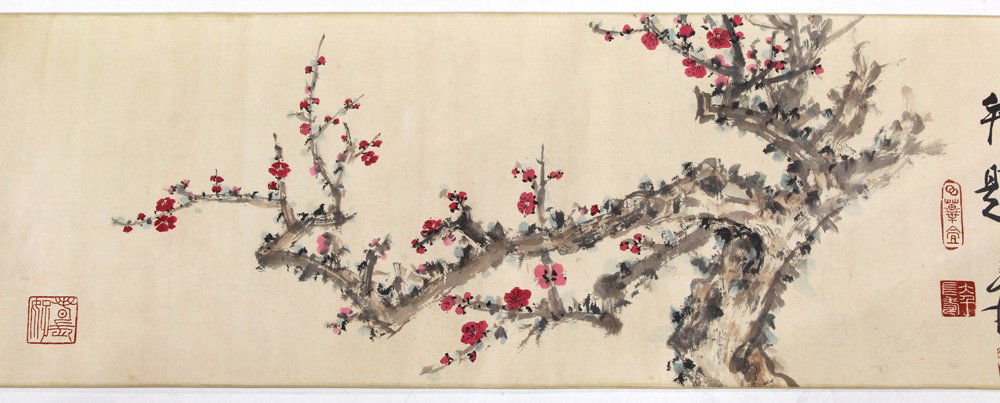 Chinese Handscroll, Manner of Zhang Daqian, Prunus (1 of 5)