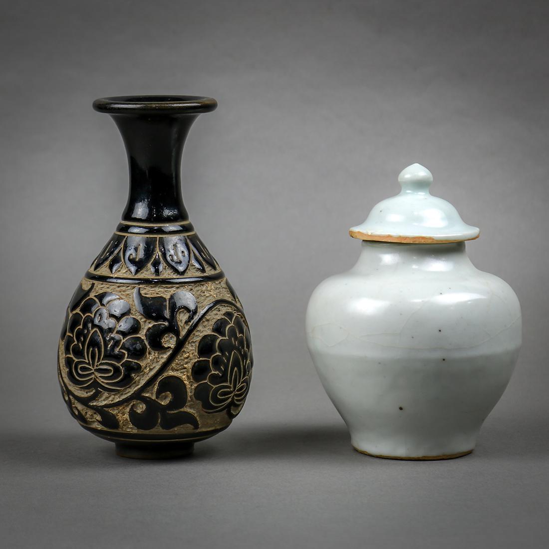 Chinese Qingbai Glazed Urn and Cizhou-type Bottle Vase (1 of 4)