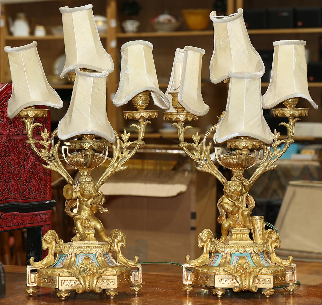 French Sevres style gilt bronze candelabra (1 of 1)