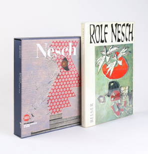 (lot of 2) Nesch: (lot of 2) Nesch. Two books on Rolf Nesch. A catalog raisonne of his graphic works. Skira, 2009 and "Rolf Nesch Graphik Materialbilder Plastik". Oslo. Belser, 1960, signed and inscribed by Nesch. (not