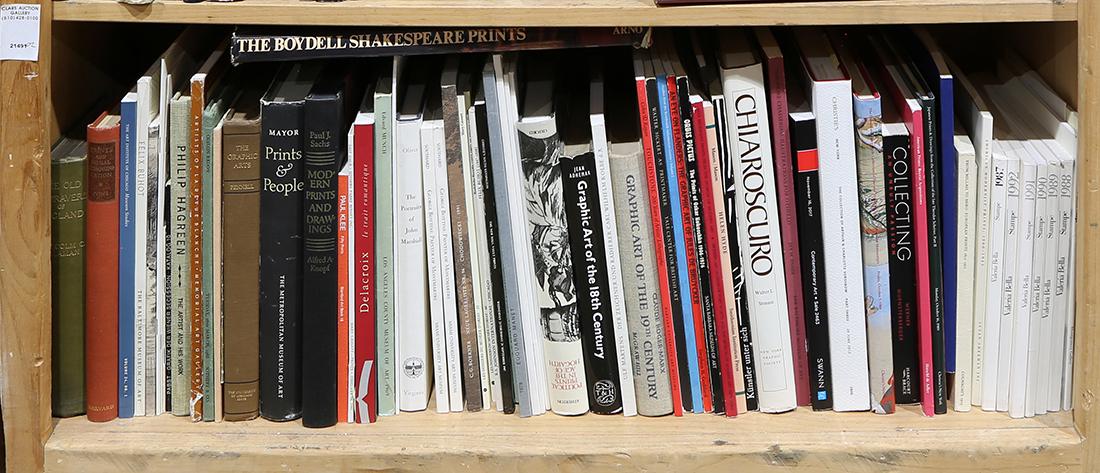 One shelf of mostly art books: One shelf of mostly art books, including Graphic Art of the 18th Century, Chiaroscuro, Prints and People, The Portraits of John Marshall, Graphic Art of the 19th century, etc.