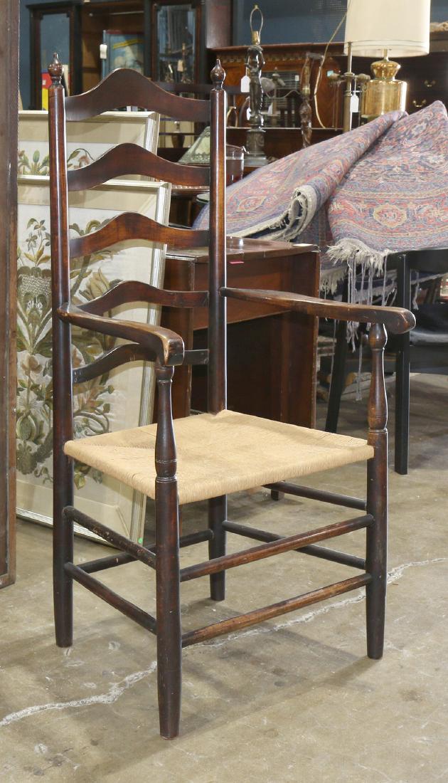 Provincial ladder back armchair, with turned posts and (1 of 1)