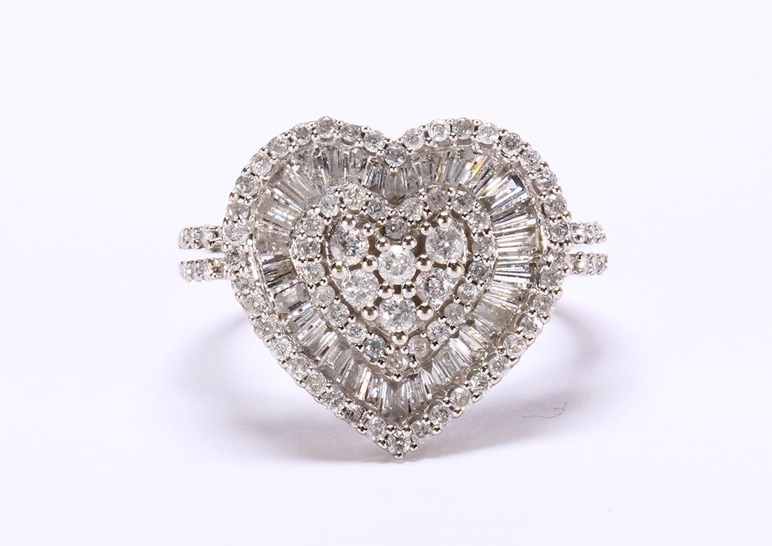 Diamond and 14k white gold heart ring (1 of 3)