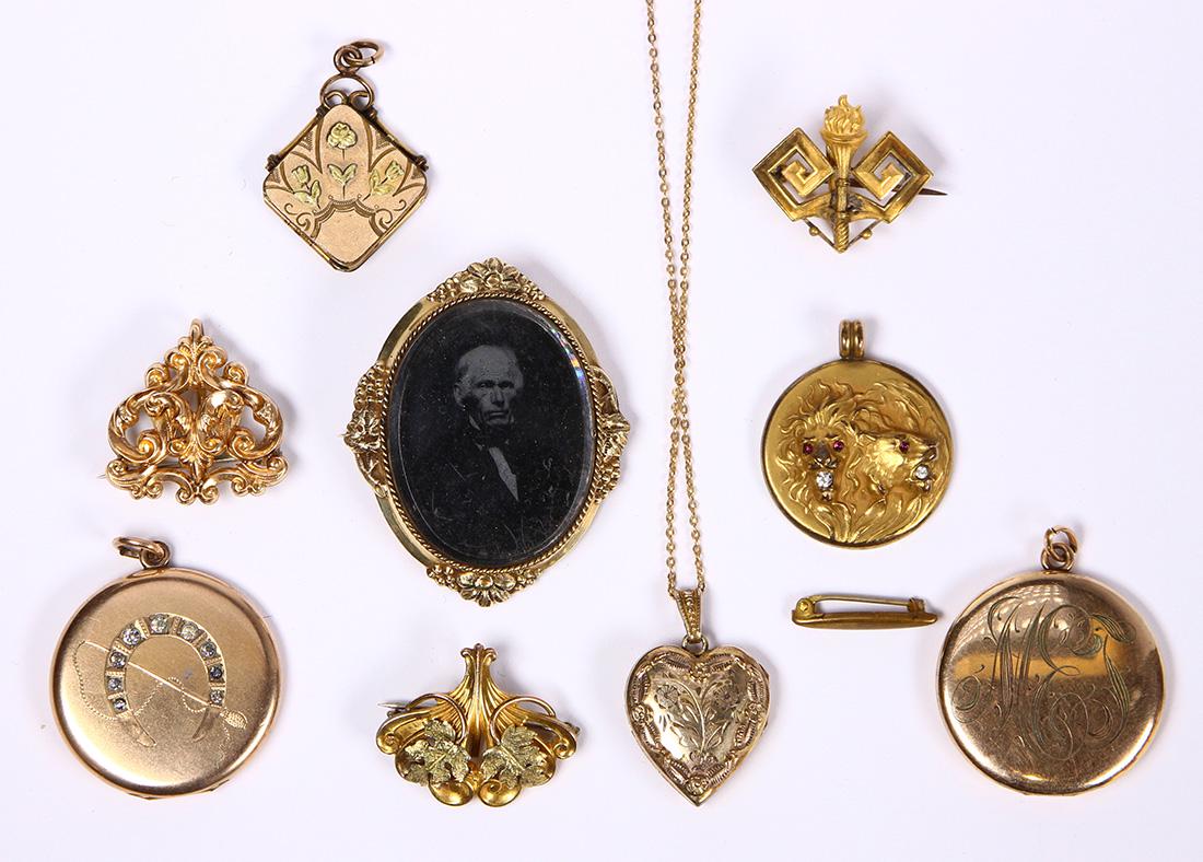 (Lot of 10) Victorian gold, gold-filled jewelry items (1 of 2)
