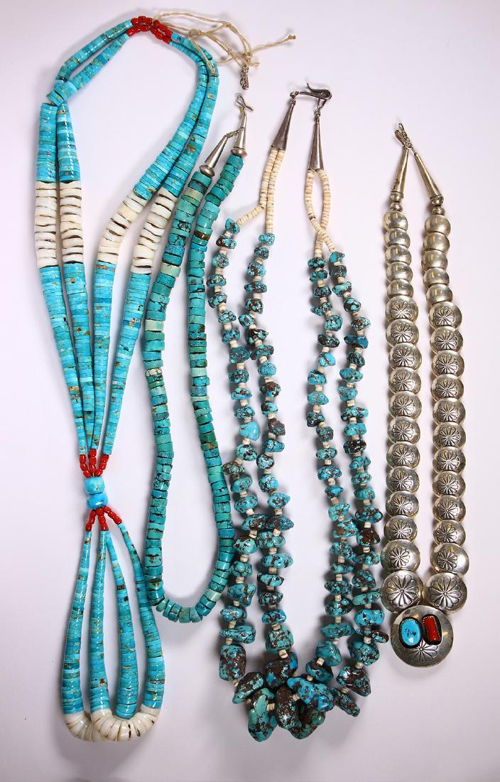 (Lot of 4) Native American multi-stone, silver and (1 of 1)
