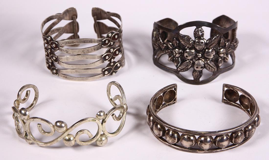 (Lot of 4) Mexican sterling silver and silver bracelets (1 of 3)
